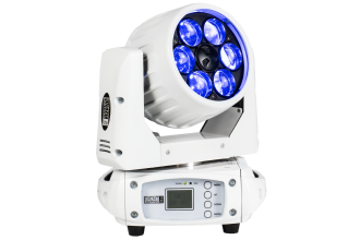 LM6X15W - Mini Moving Head Zoom Wash - 6 x 15W RGBW, 6-60° motorised zoom - (WHITE CHASSIS)