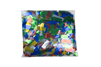 CFMC1RM - Confetti 2cm*5cm Flameproof Metallic Multi colour rectangles in 1Kg Bag