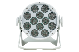 PAR12X12W - White Chassis LED Flat Propar Hex 12 x 12W RGBWAU, Power-con In and Out. 30 deg.