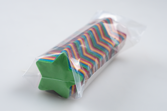 CFMC01STARP - Confetti 2cm*5cm Flameproof paper Multi colour Stars in 100g sleeve