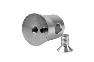 TC1B8 - Trussing Single Coupler / Spigot for base plates with location pin (M8 thread) and countersunk M8 bolt - suits <6mm base plates